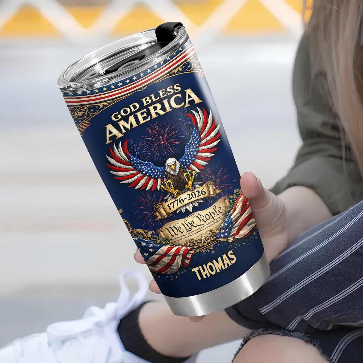 Custom Name God Bless America 1776 - 2026 Fat Tumbler LM32 899035