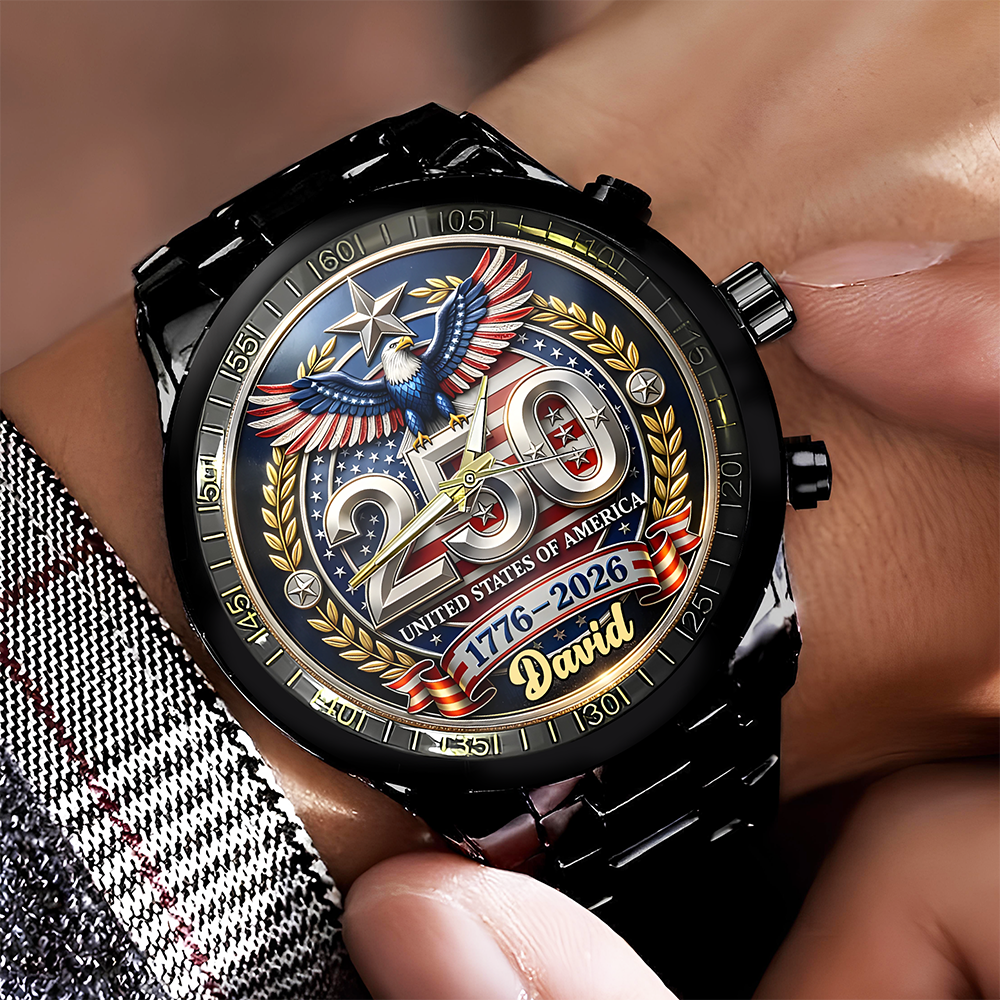 Custom Name 250th United States Of America 1776–2026 Anniversary Patriotic Wrist Watch CH07 911148