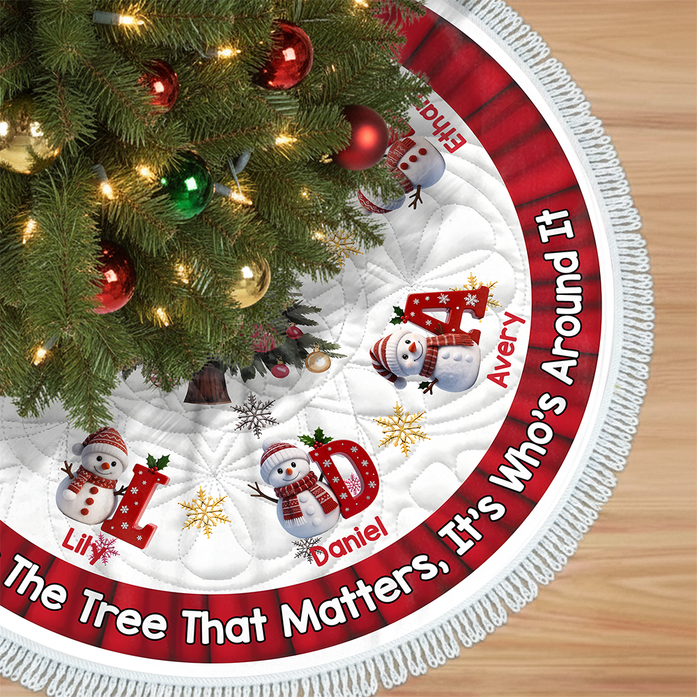 Custom Snowman Hearts Shine Together This Christmas Family Tree Skirt HO82 900062