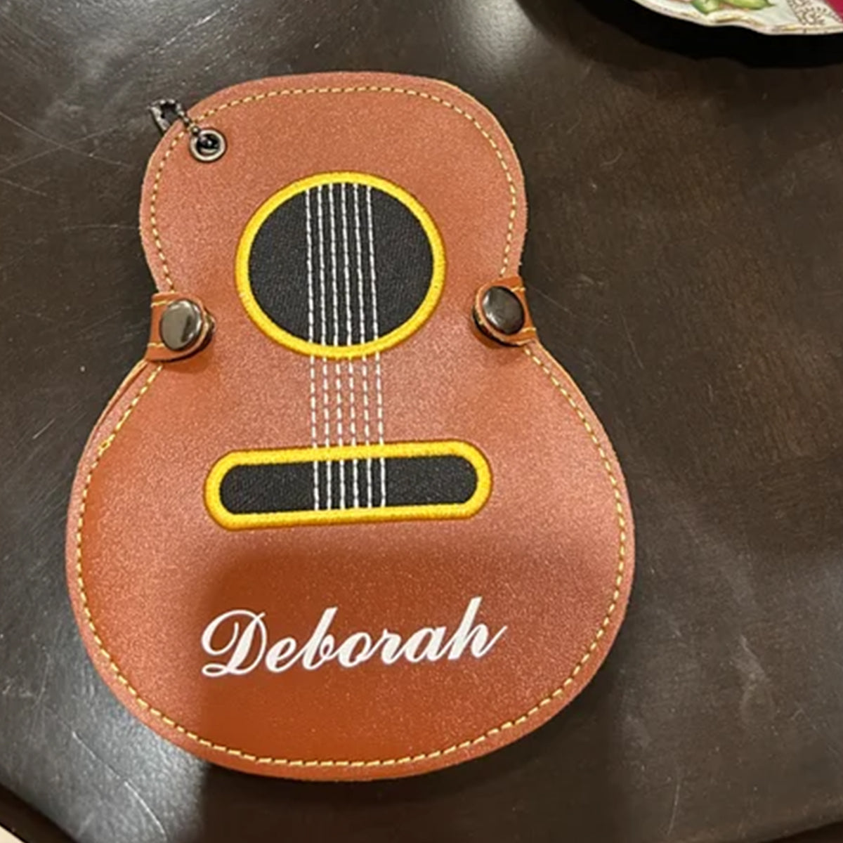 Personalized Guitar-Shaped PU Leather Guitar Picks Storage Case And Key Ring Gift for Guitar Player HA75 898500