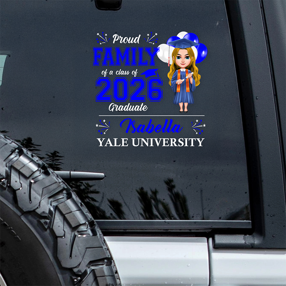 Personalized Proud Graduation Class Of 2026 Car Window Decal Sticker HA75 920552