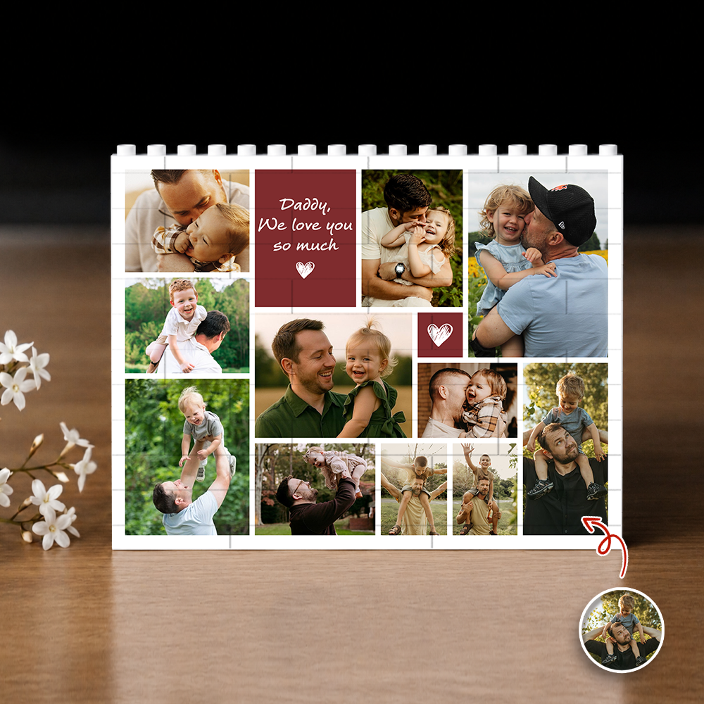 Personalized Daddy We Love You Photo Collage Building Brick Puzzle Gift CH07 911542