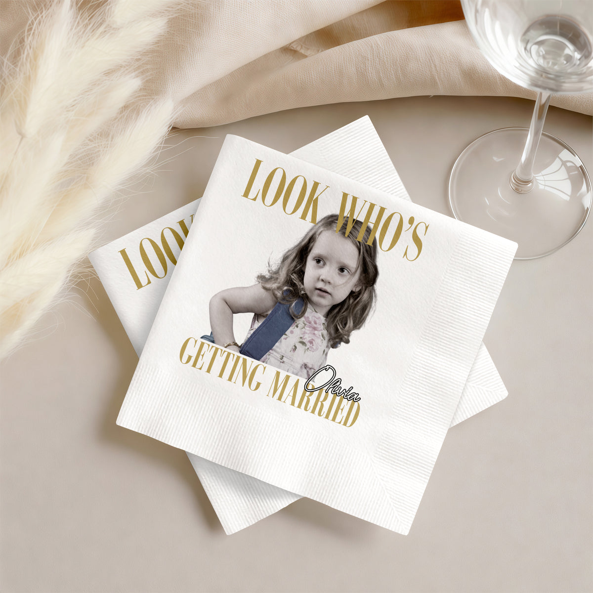 Custom Photo Look Who's Getting Married Napkins - Personalized Bachelorette Gift LM32 669597