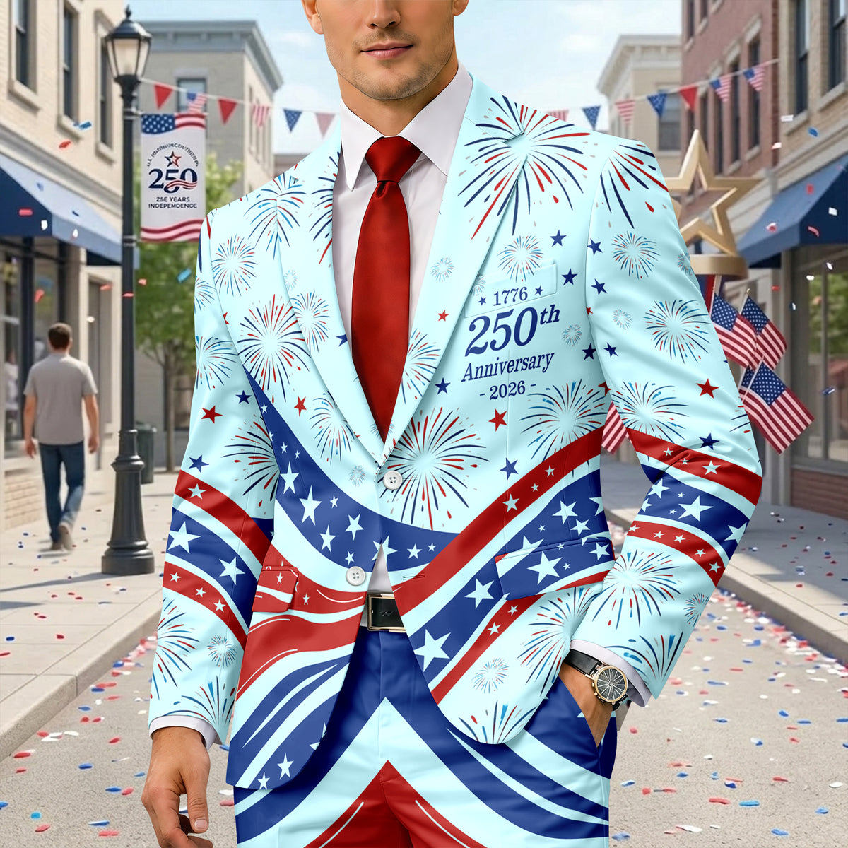 Personalized USA 250th Anniversary 1776-2026 Men's Suit CH07 911030