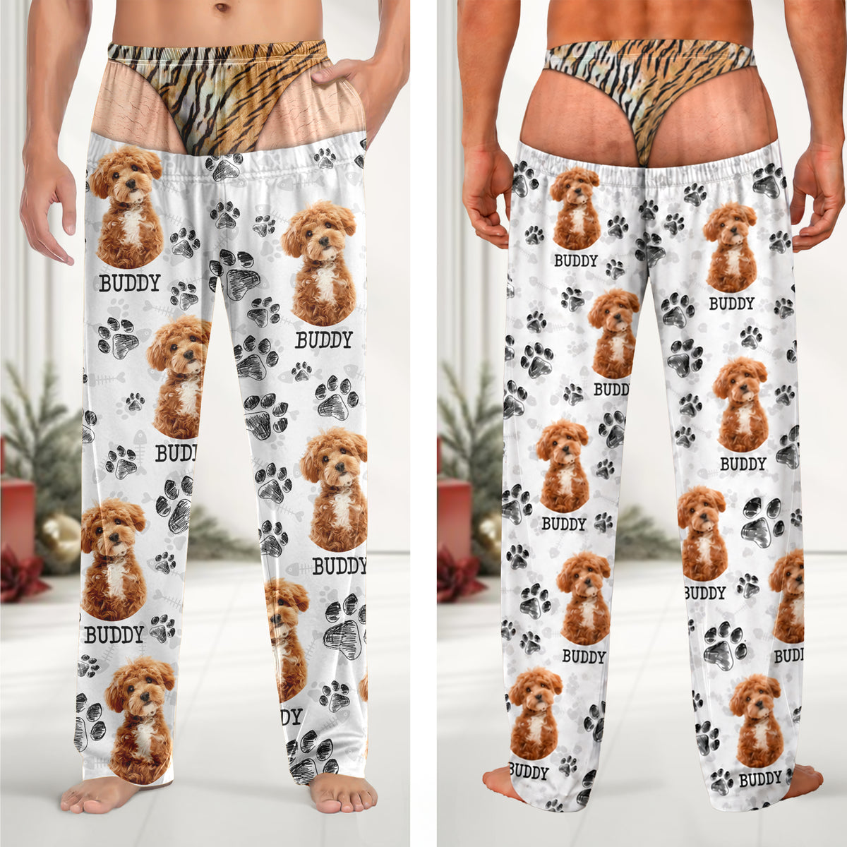 Custom Dog Cat Photo Paw Fake Underwear Sweatpants, Funny Personalized Gift for Pet Lovers CH07 180524