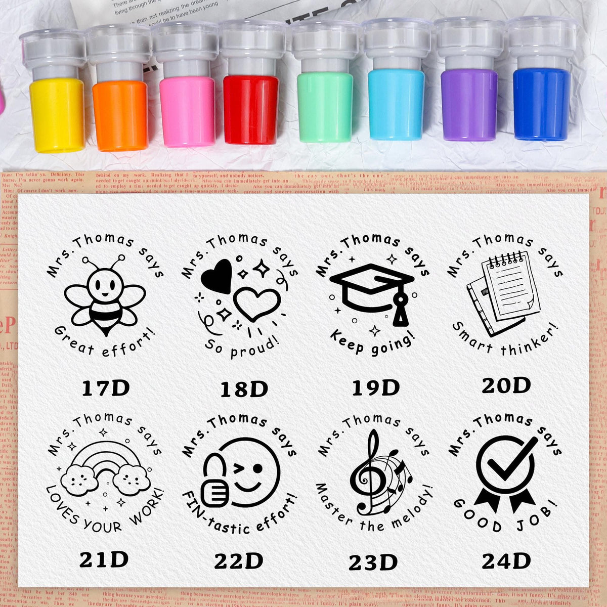 Personalized Teacher Classroom Stamp Gift, Comments & Encouragement Phrases LM32 669319