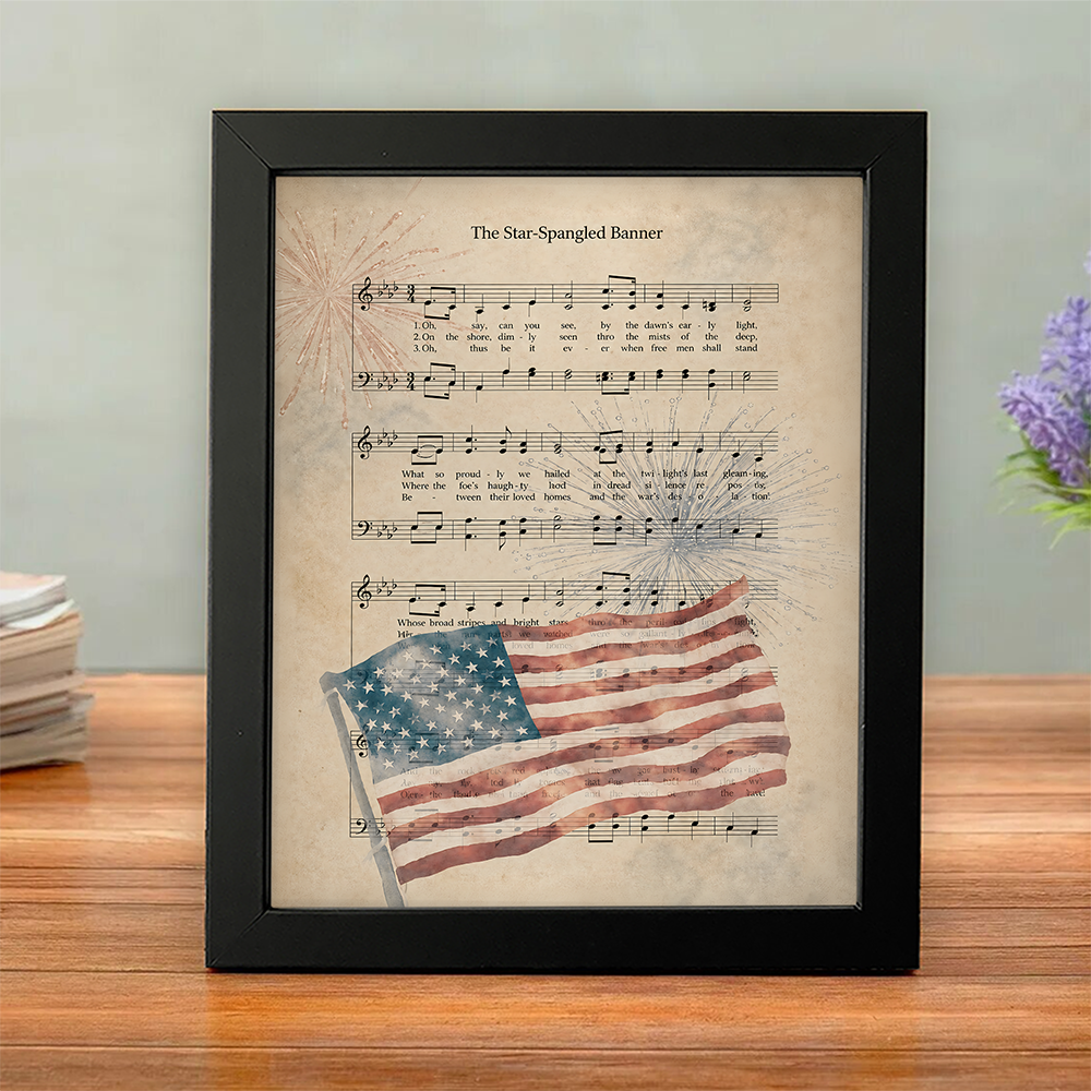 Star Spangled Banner Vintage Sheet Music Print Poster Picture Frame - Patriotic Wall Art HO82 902834