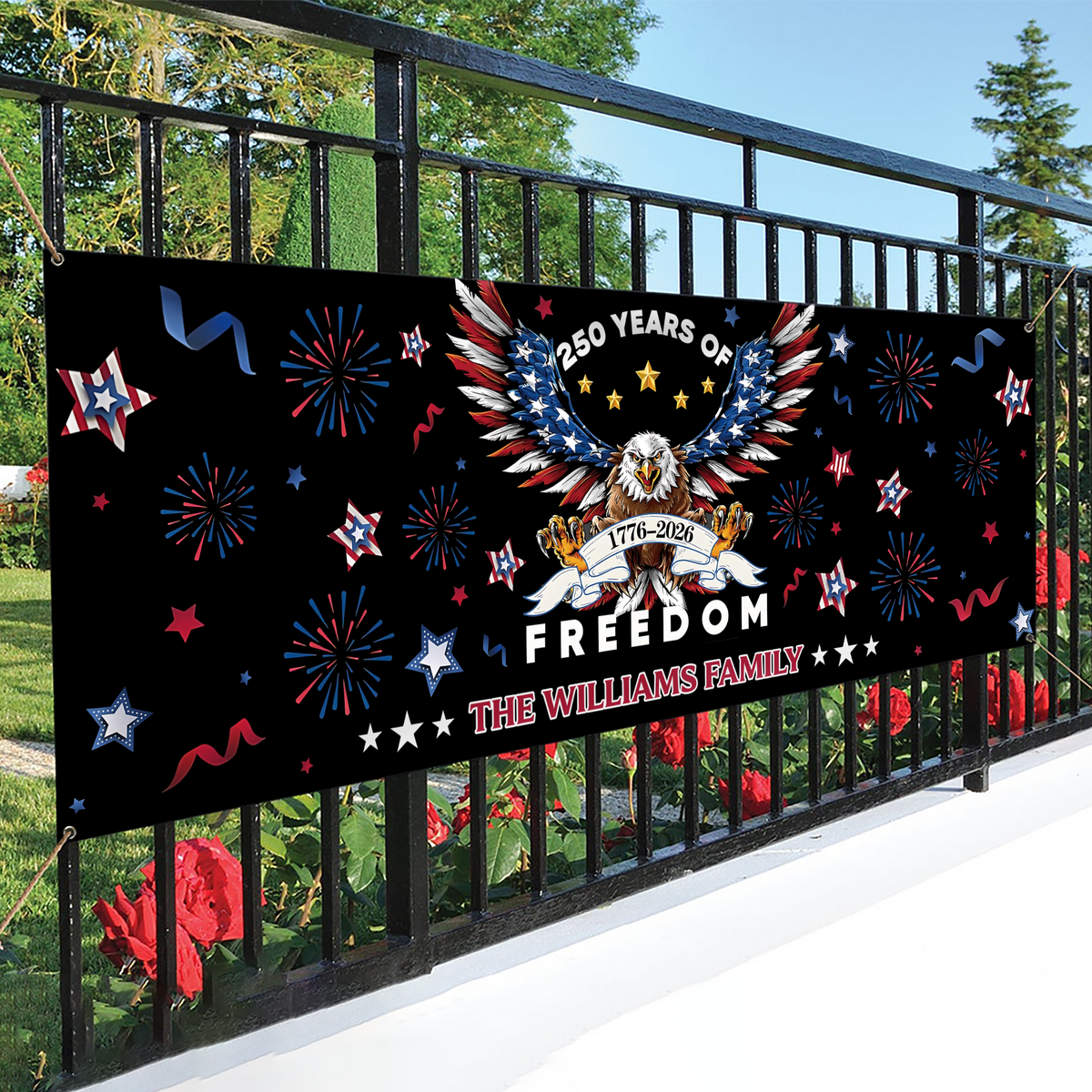 Personalized Family Name 250 Years Of Freedom America Banner HA75 920896