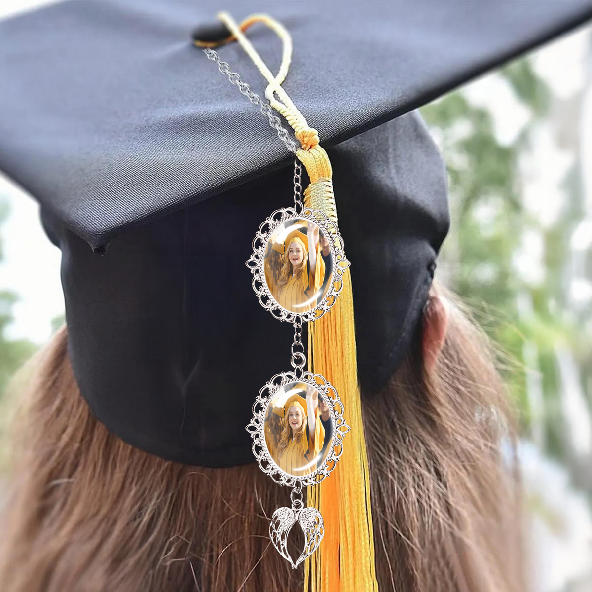 Custom Photo Charm With Angel Wings Graduation Tassel TH10 898969