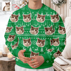 Custom Cat Photo Have A Pawesome Christmas Ugly Sweater TH10 896293
