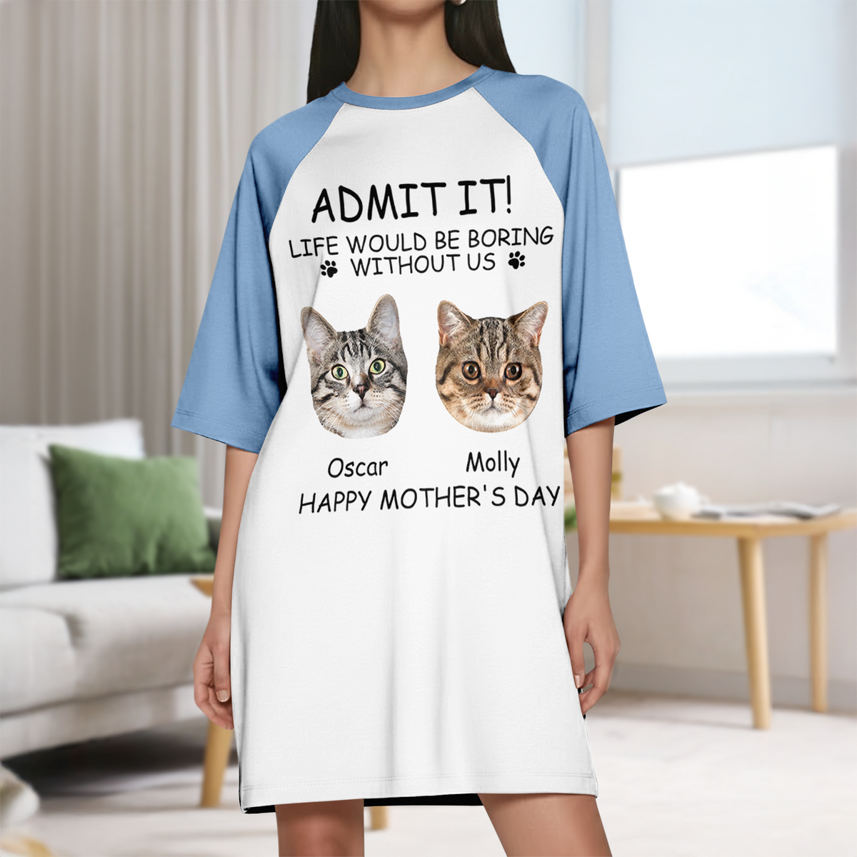 Custom Photo Life Would Be Boring Without Me Raglan Nightgown Gift For Mom TH10 169481