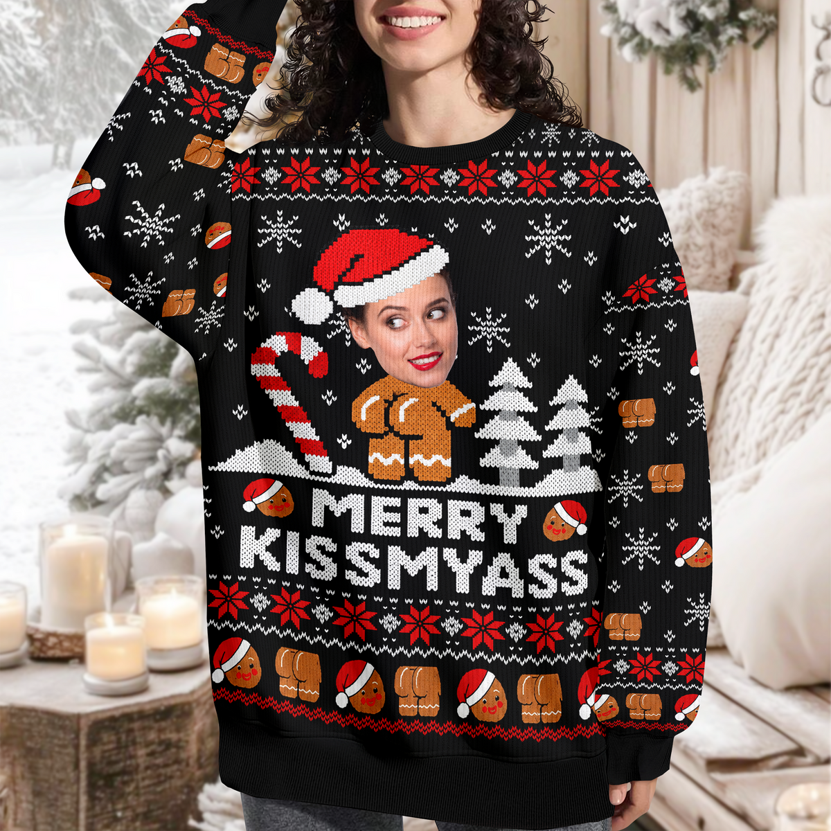 Custom Face Merry Kiss My Ass Ugly Christmas Sweater For Guys TH10 171233