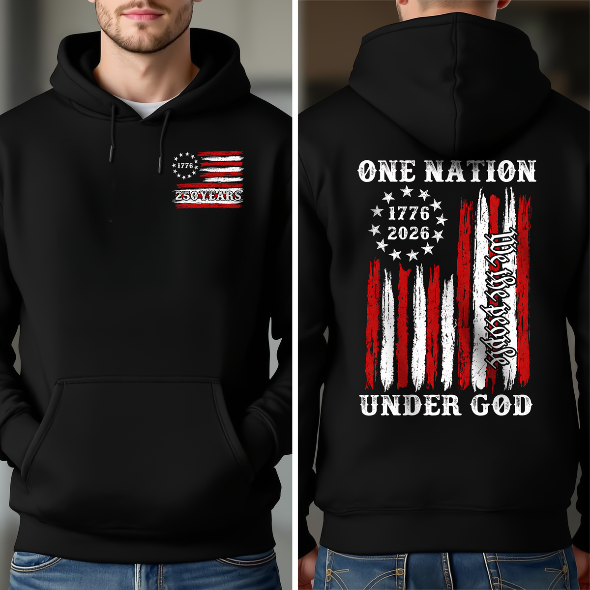 One Nation Under God We The People America Front & Back Dark Shirt TH10 169295