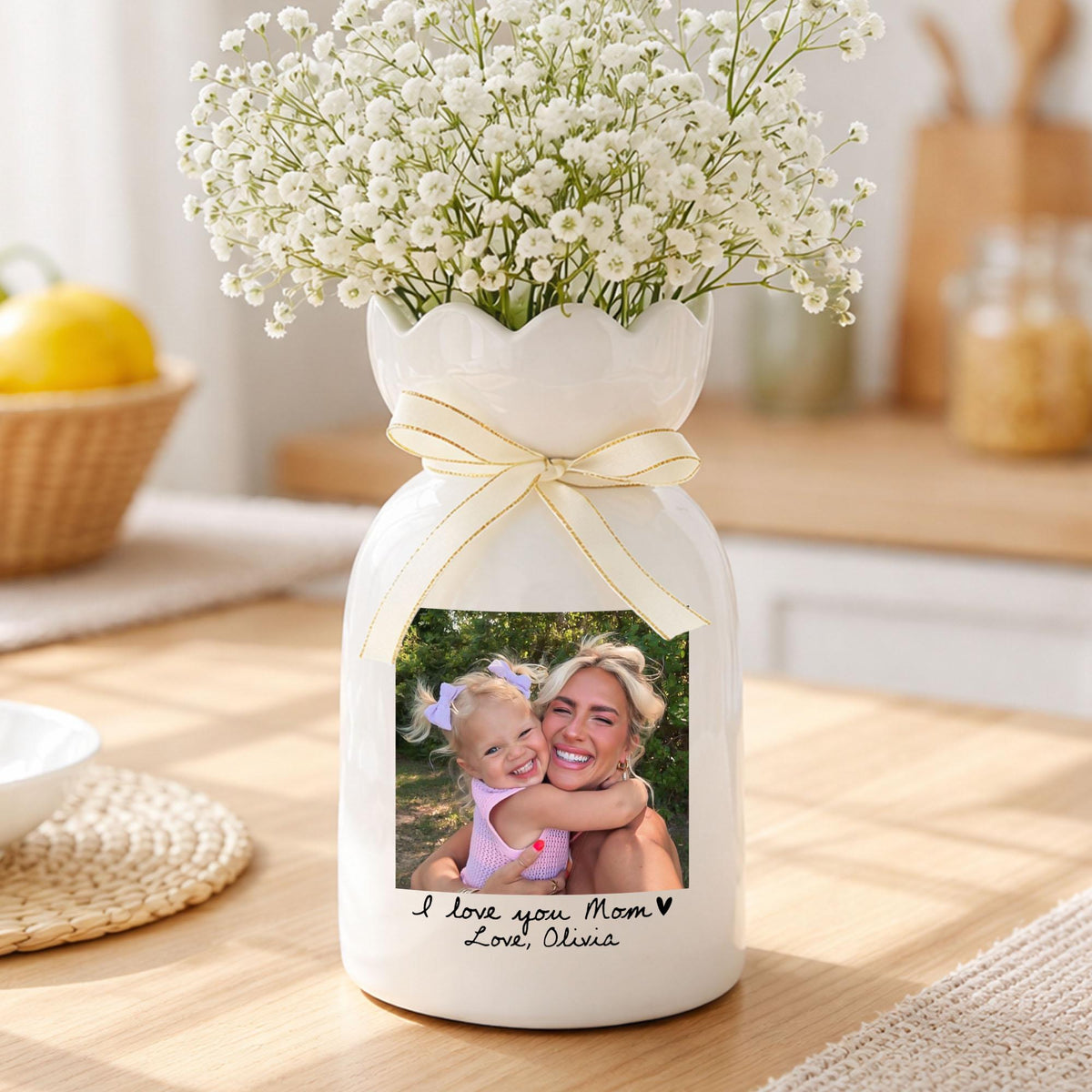 Custom Photo Gift for Mom Flower Ceramic Vase, Mother's Day Gift for Mom Nana Grandma LM32 899729