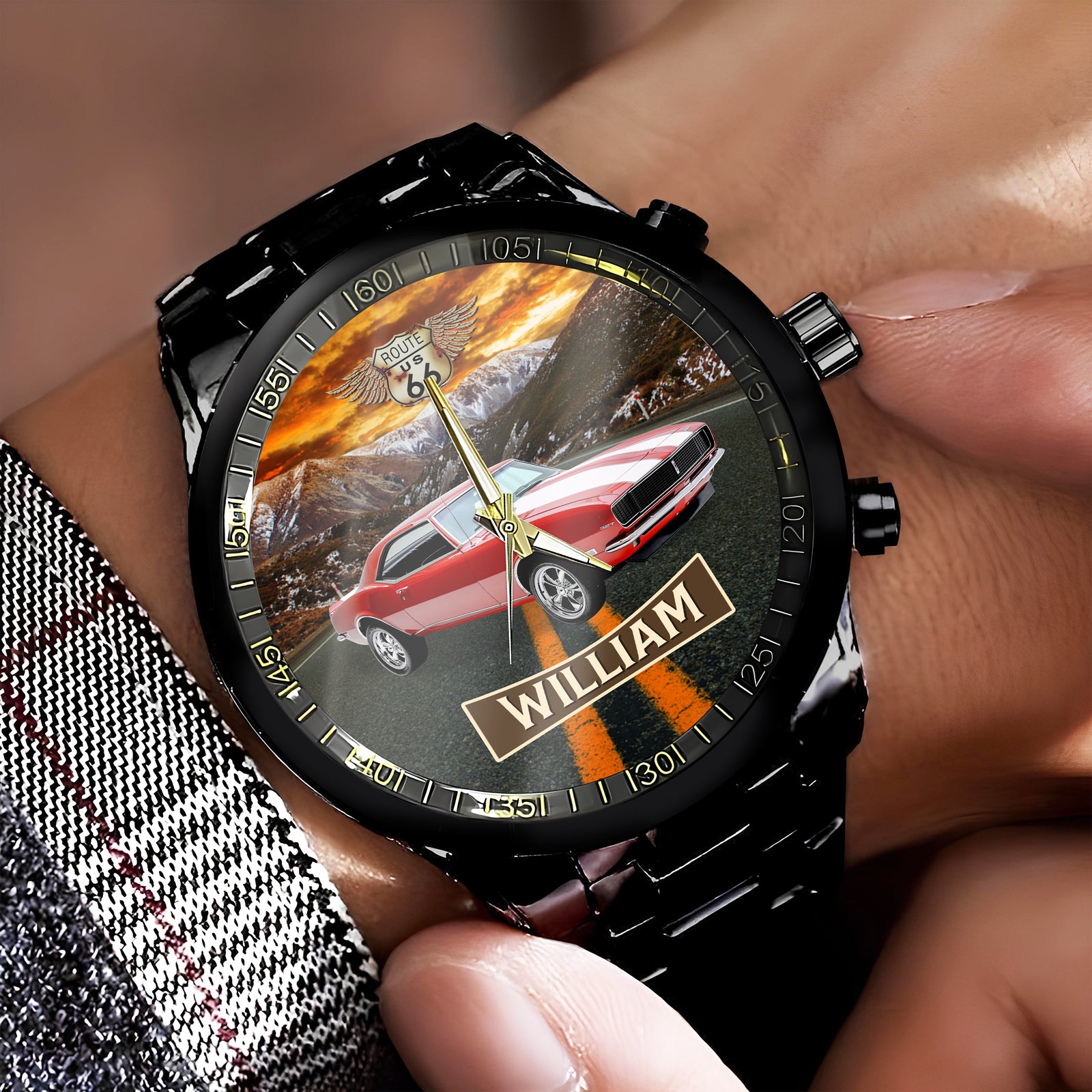 Vintage Route 66 - Personalized Car Photo Hand Watch CH07 895766