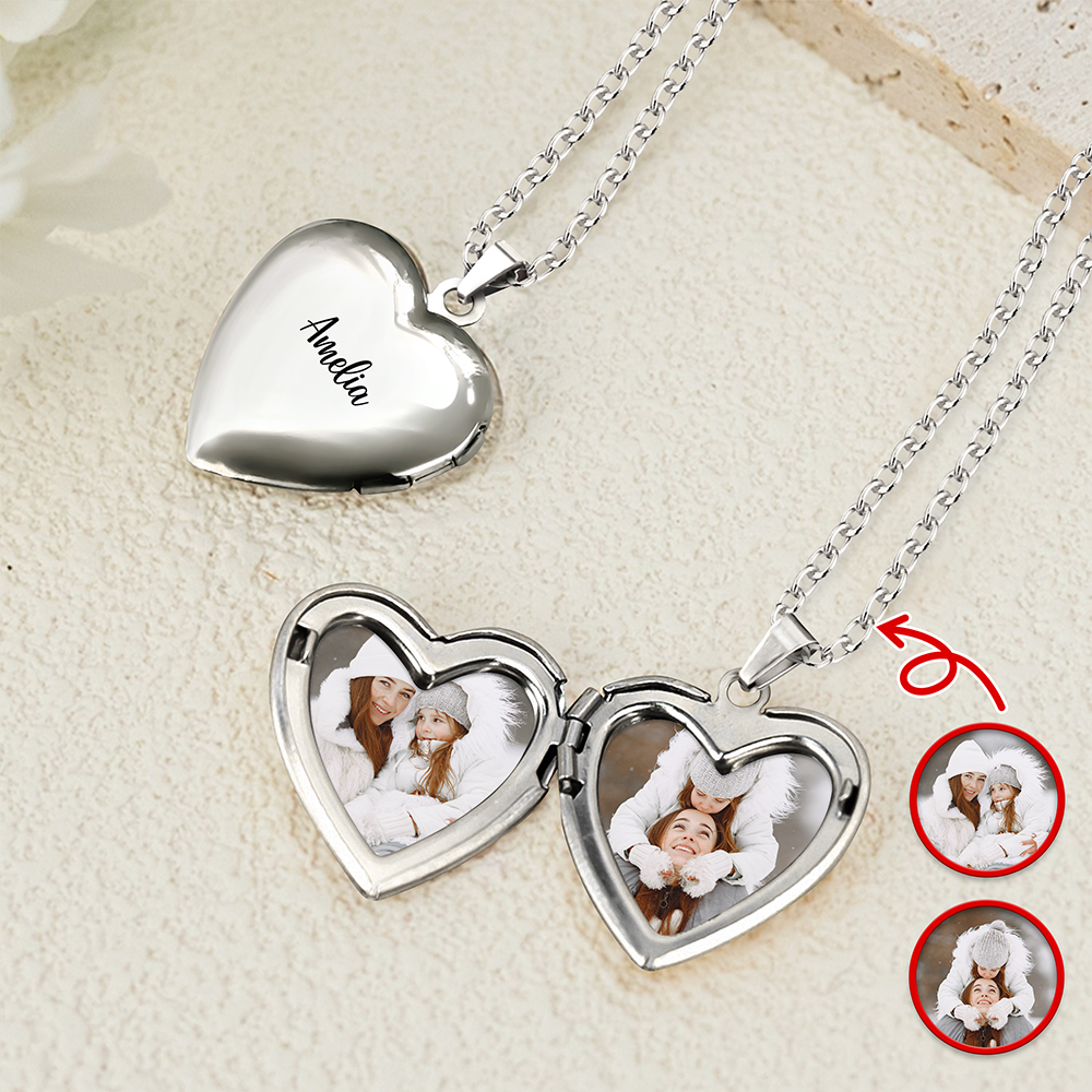 Custom Photo And Name Heart Locket Necklace Gift For Mom Mother's Day TH10 898925