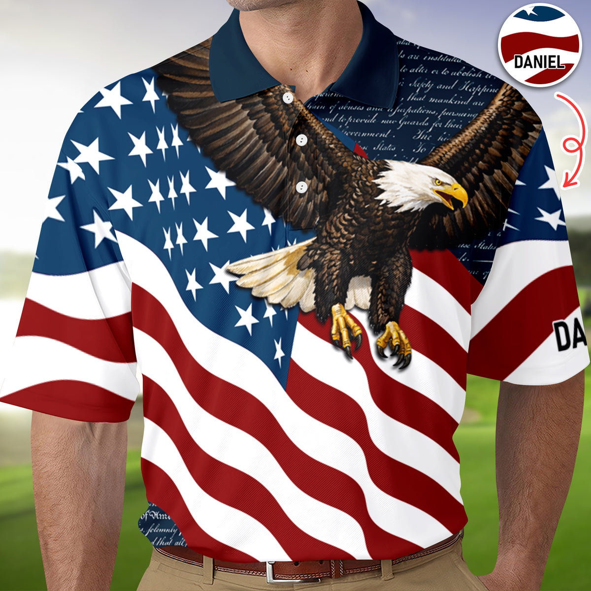 Custom Name Eagle US Flag Personalized Patriotic Polo Shirt HA75 920752