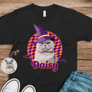 Custom Dog Cat Photo Witch Hat Halloween Dark Shirt HO82 894982