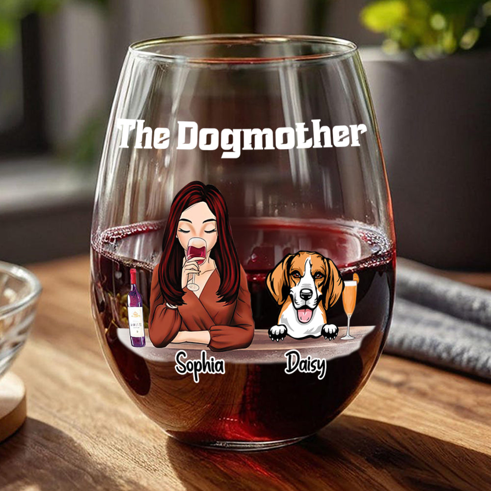 The Dogmother For Dog Lover Wine Glass TH10 892807