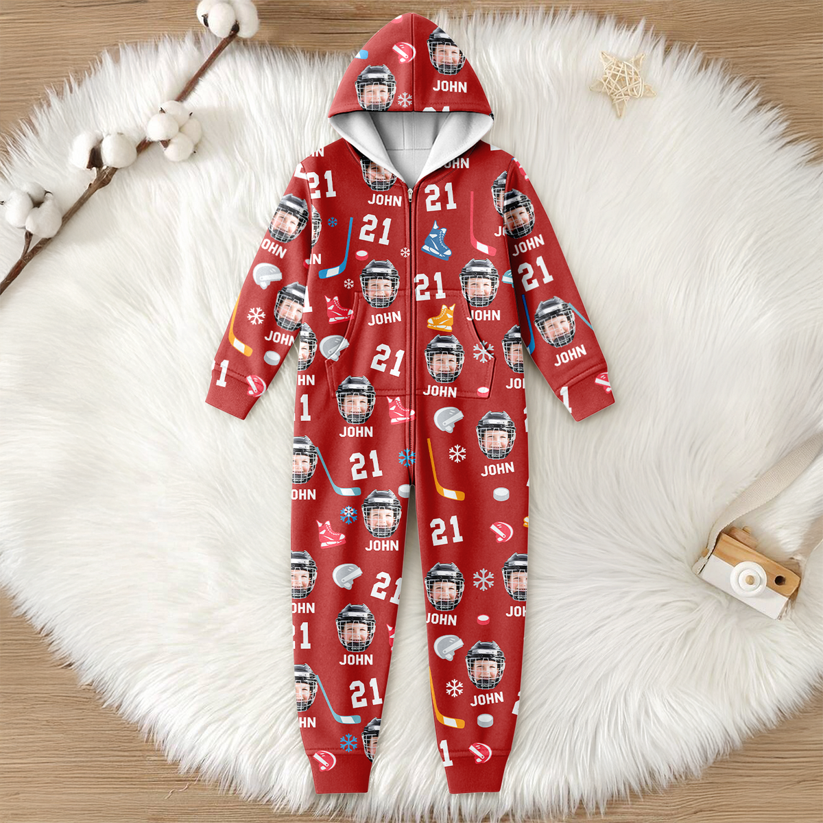 Custom Face Photo With Hockey Sport Onesie Pajamas HO82 903708