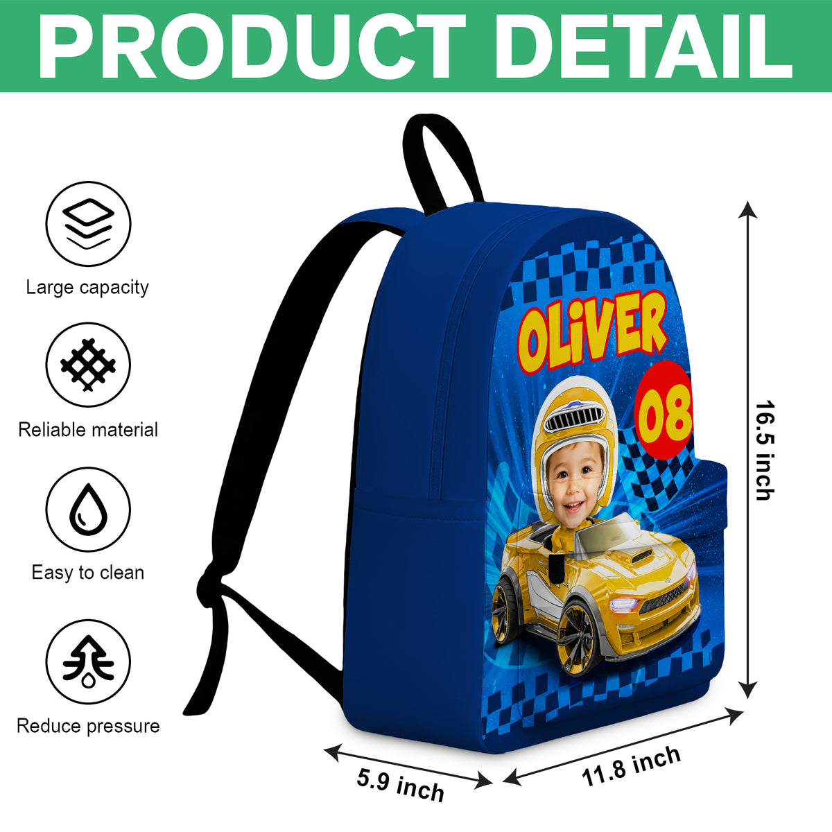 Custom Kid Photo Racing My Own Way Personalized Backpack HA75 921638