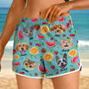 Custom Cute Pet Face Watercolor Tropical Summery Women's Beach Short CH07 896038