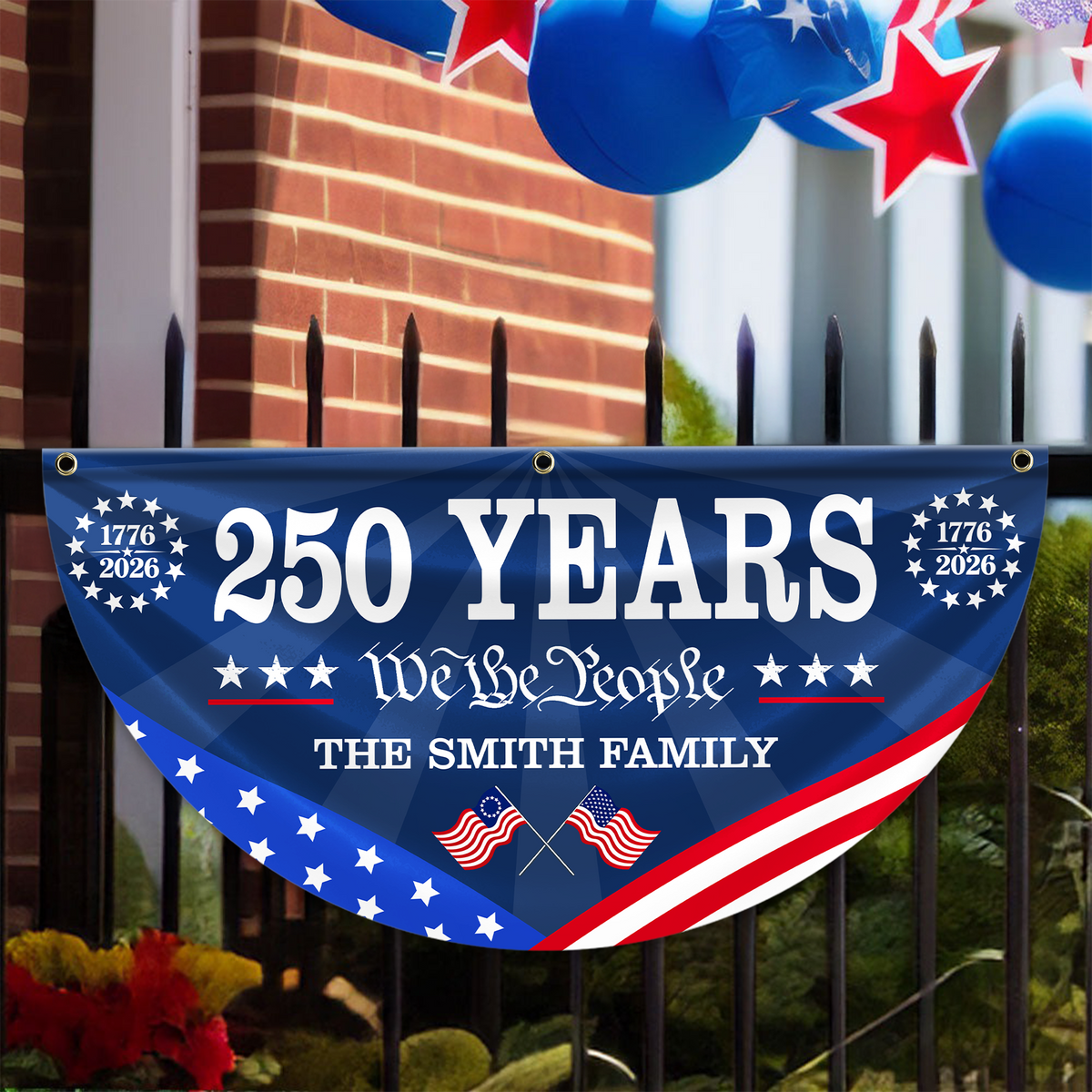 250 Years Of Freedom Custom Family Name Non-Pleated Fan Flag HA75 920912