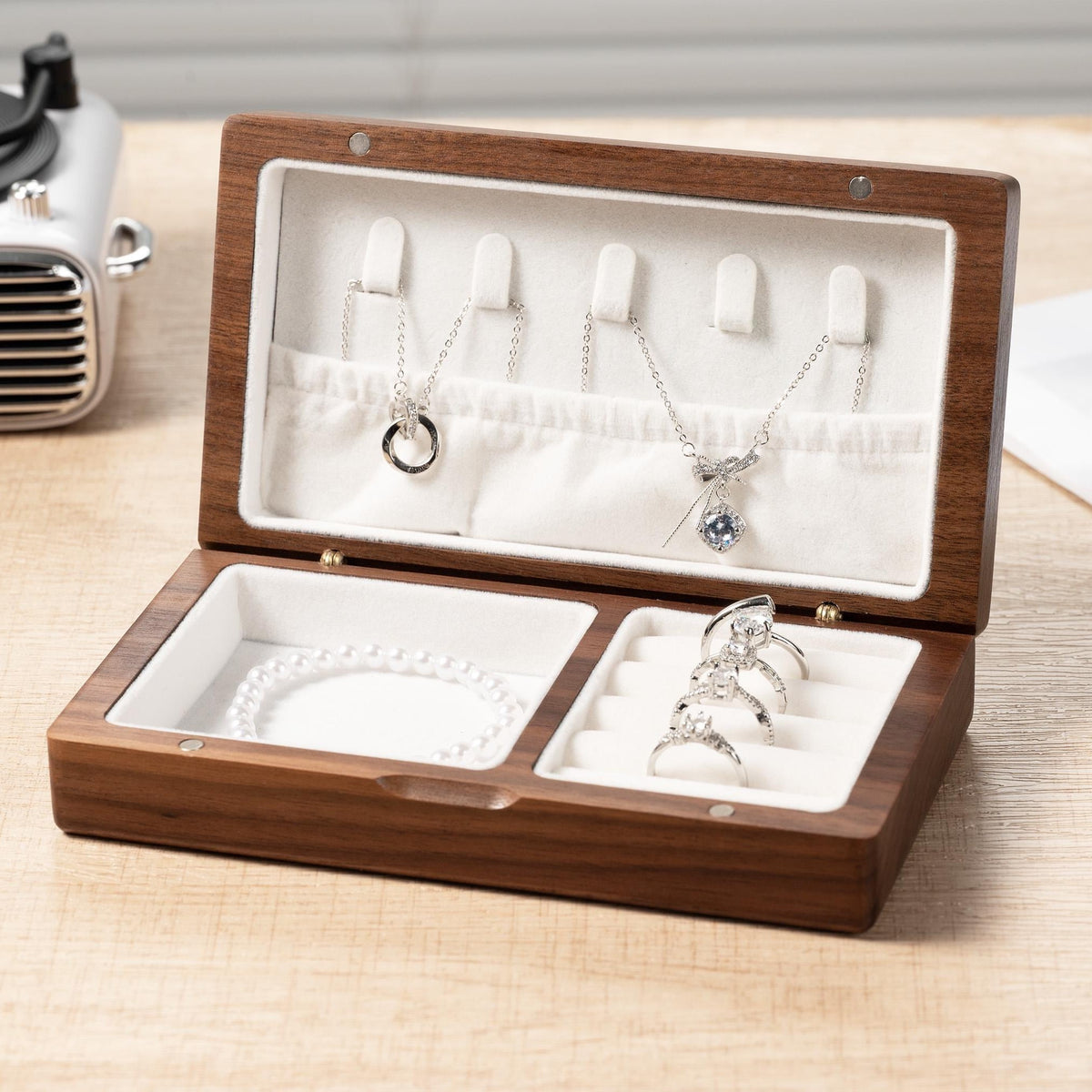 Personalized Name & Birth Flower Wooden Jewelry Box, Keepsake Gift LM32 670337