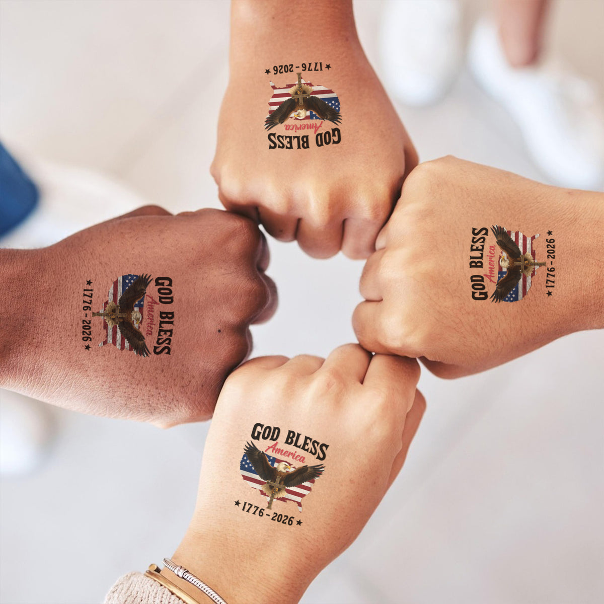 Multi America 250 With Eagles - In God We Trust Party Tattoos Favors LM32 897813