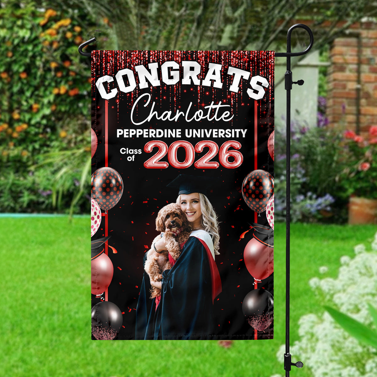 Congrats Class of 2026 Custom Photo And Name Graduation Party Garden Flag CH07 910862