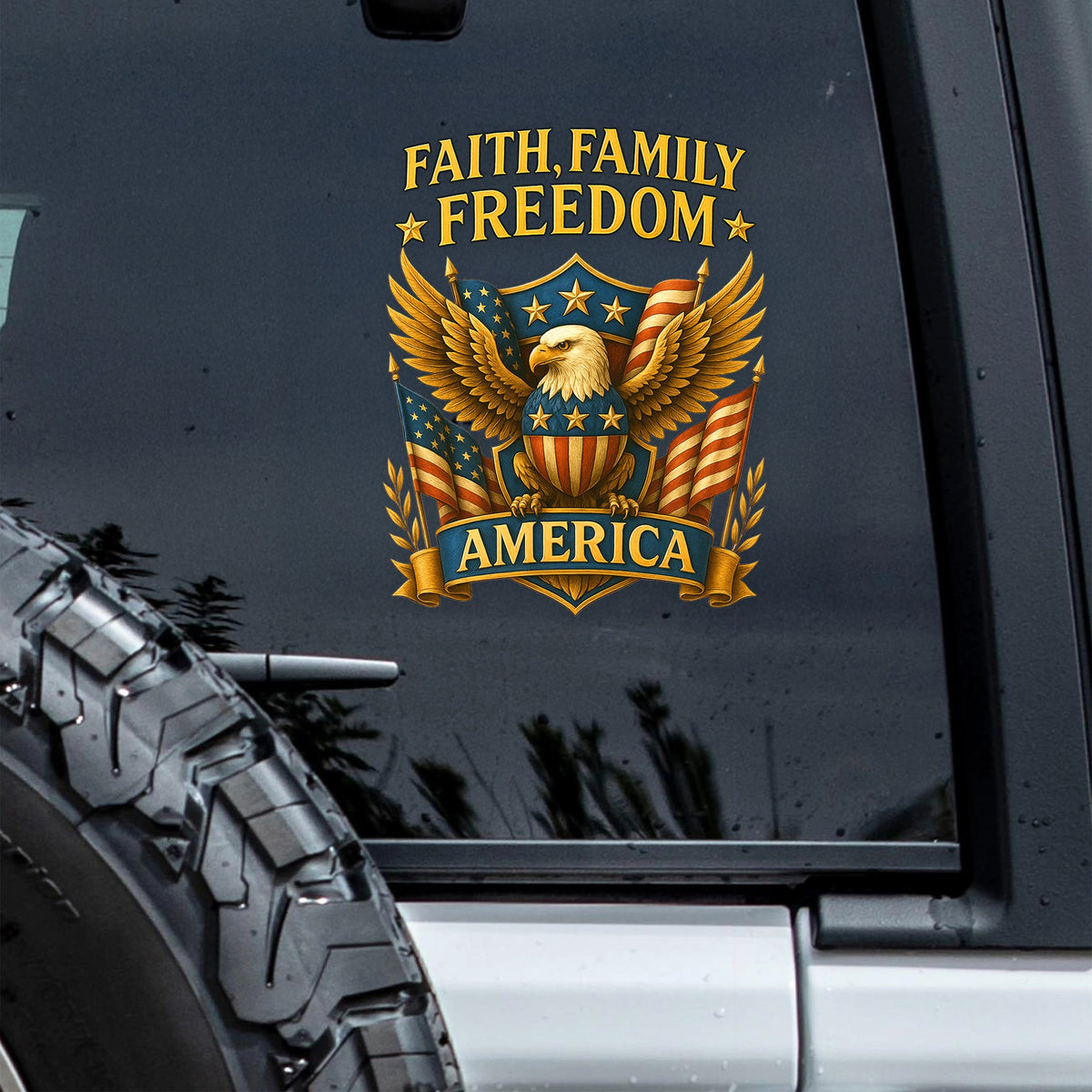 Faith, Family & Freedom America 250th Anniversary Car Window Decal Sticker CH07 896552