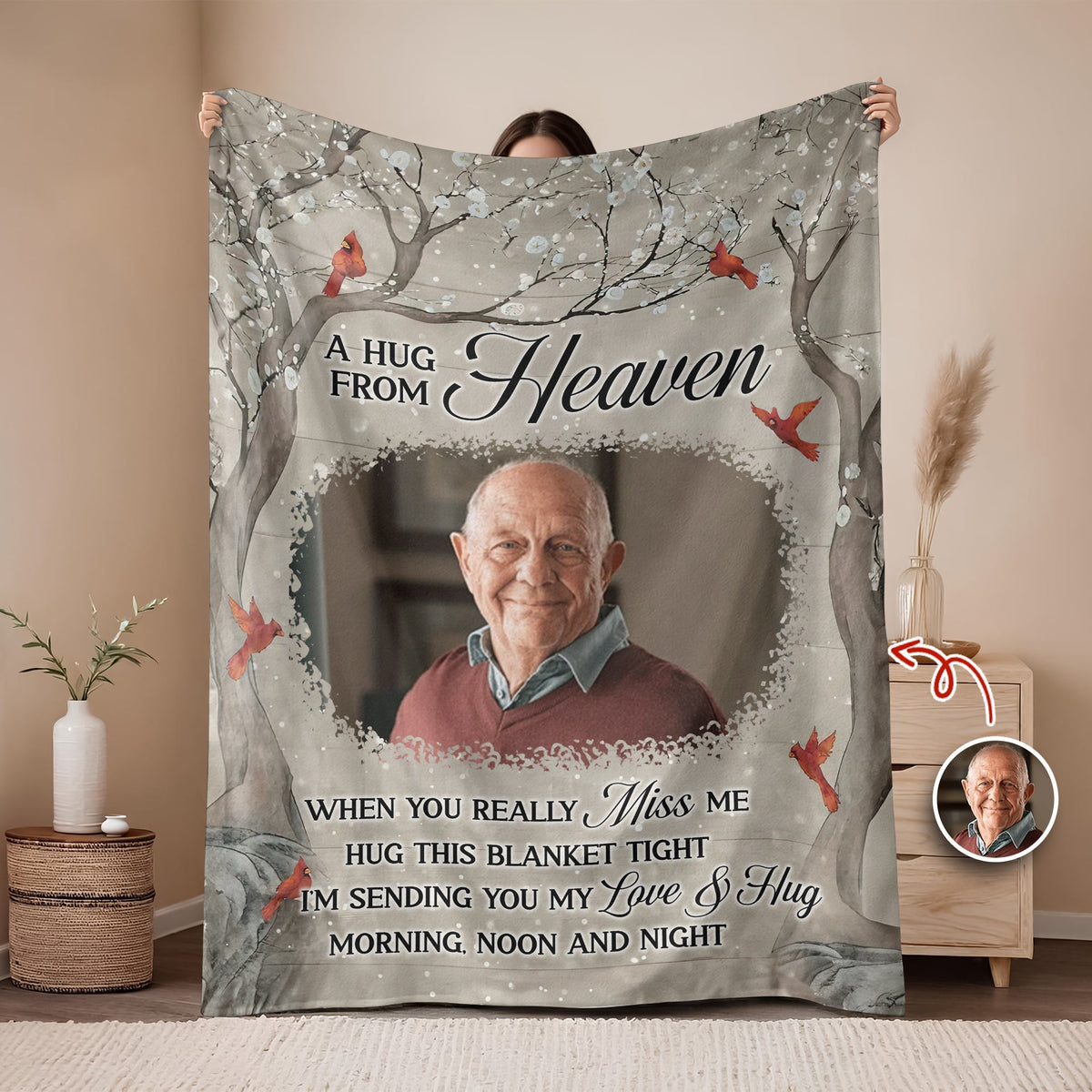 Custom Photo Family Christmas Memorial Blanket Gifts for Family, Friends HO82 894452