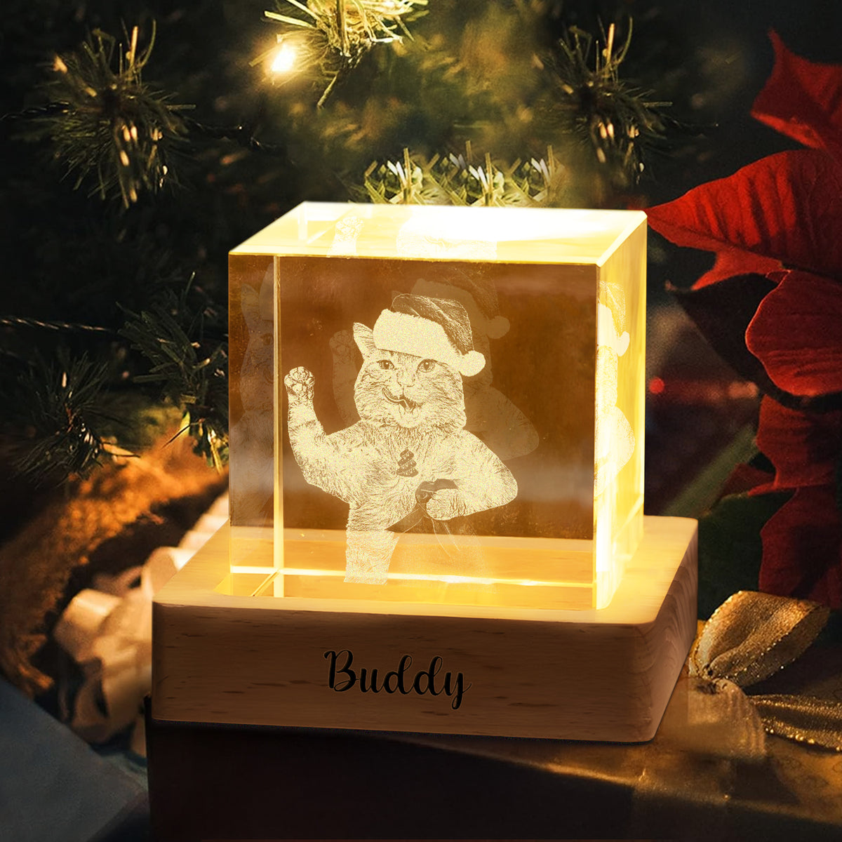 Custom Dog Cat Photo Engraved Crystal Photo With Light HA75 898202