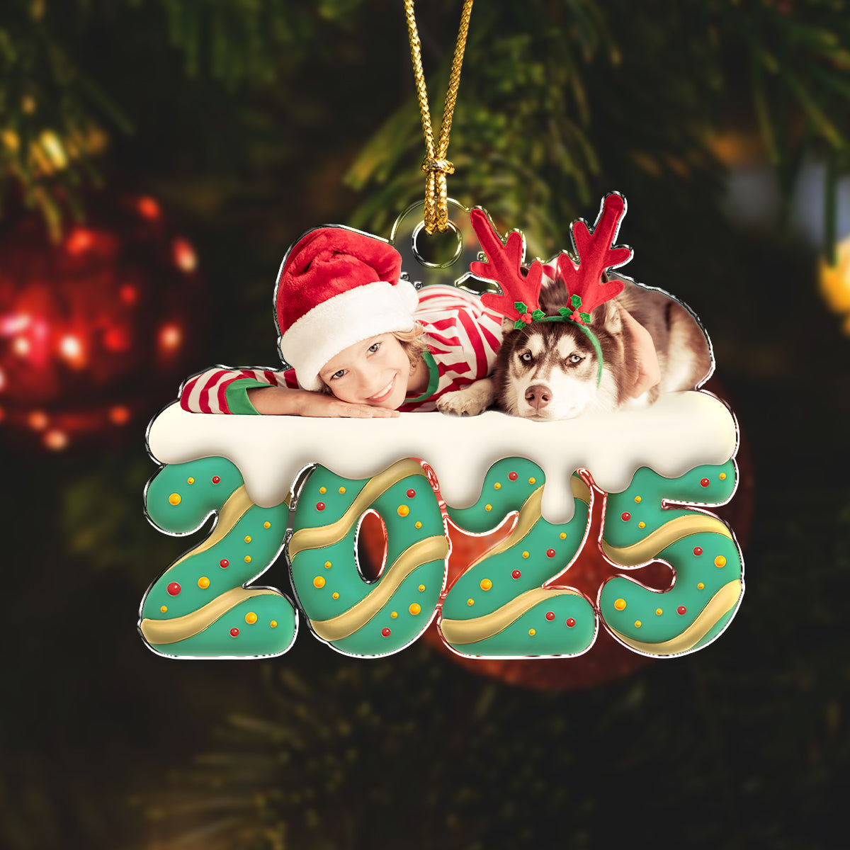 Custom Photo Family Christmas Acrylic Ornament HA75 897924