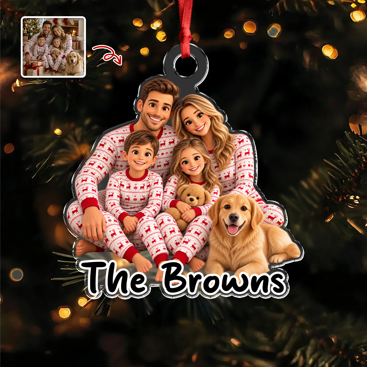Custom Family Photo And Name Acrylic Ornament For Christmas Tree TH10 171229