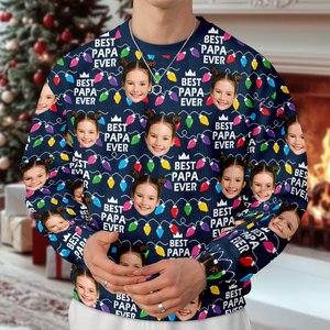 Best Mom Dad Ever Christmas Light - Personalized Ugly Sweater CH07 899394
