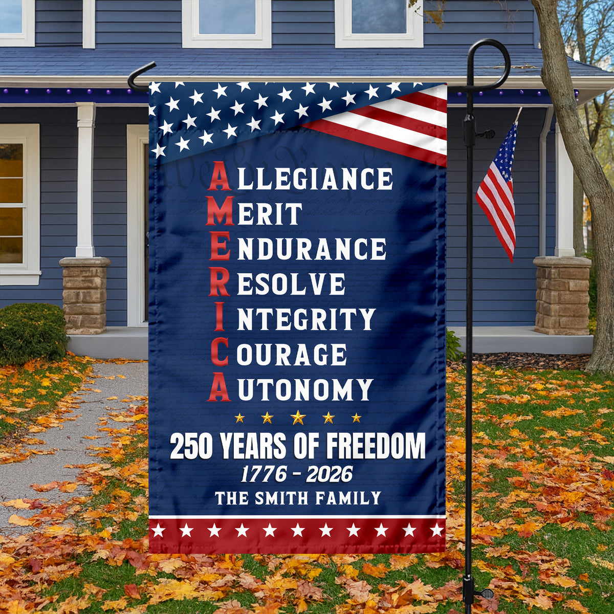 Personalized 250 Years of Freedom American Allegiance Merit Endurance US Garden Flag HO82 902120