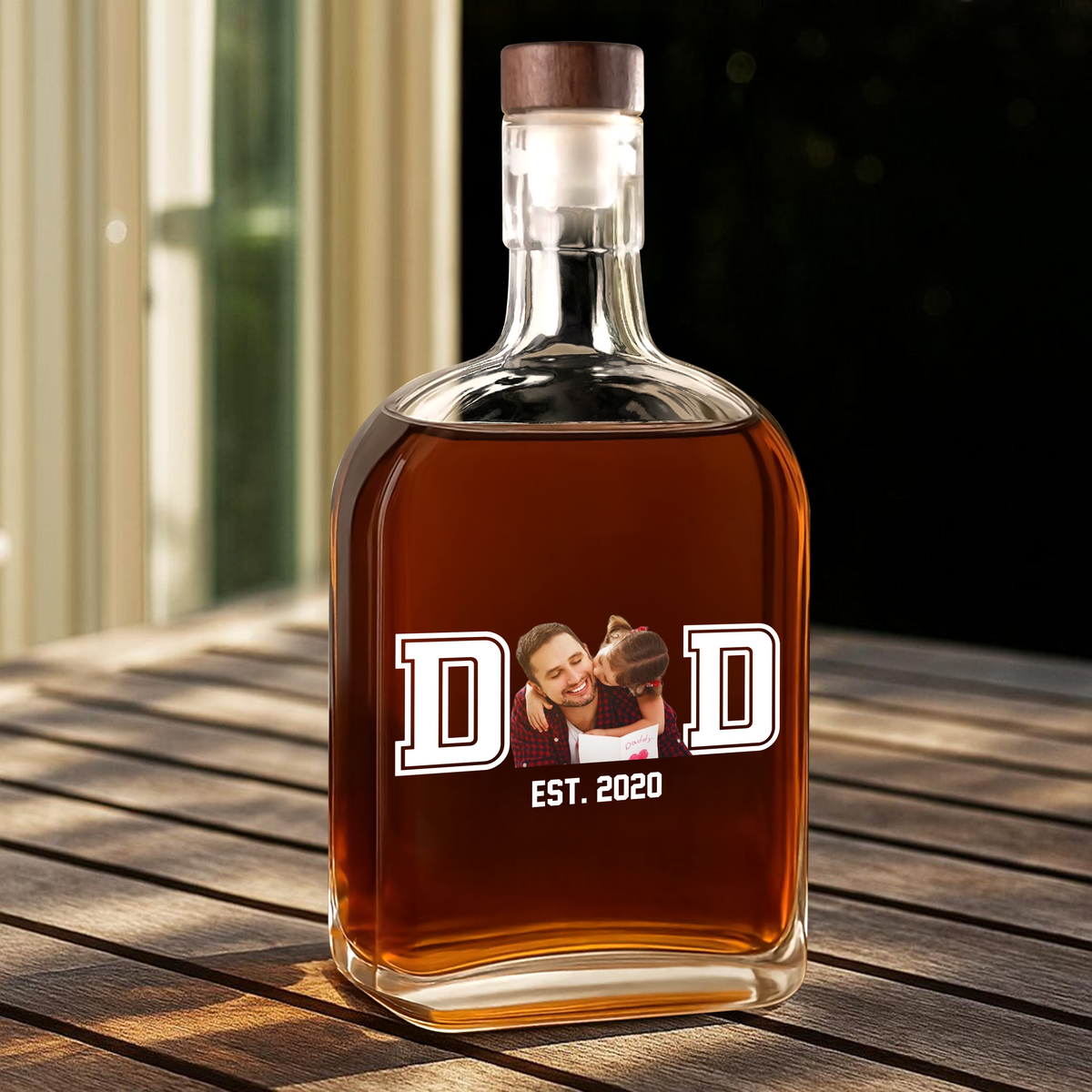 Custom Photo Dad & Kid Whiskey Bottle Father's Day Gift For Dad CH07 896000
