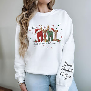 This Mommy Wears Her Heart on Her Sleeves Personalized Printed Sweatshirt HA75 898318