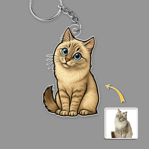 Custom Dog Cat Cartoon Photo Acrylic Keychain For Dog Lovers Cat Lovers CH07 896446