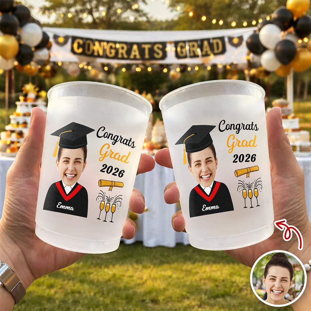 Custom Funny Face Congrats Grad 2026 Cups Graduation Day Party Decor HA75 921156