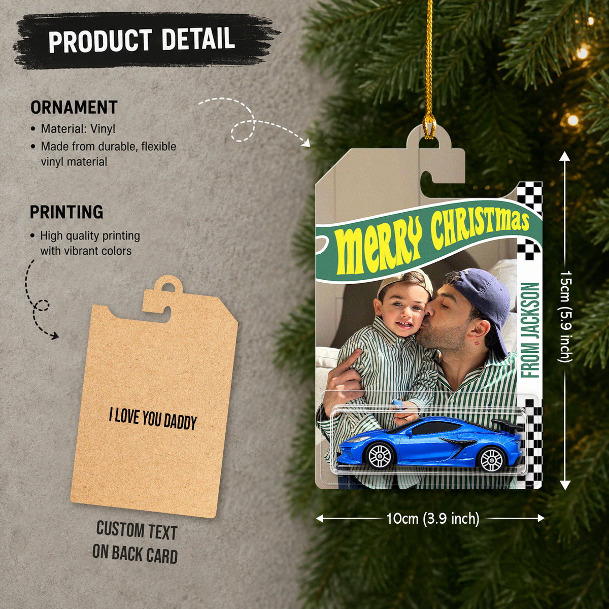 Custom Photo Merry Christmas Dad Wheels Packaging Ornament, Christmas Day Gift LM32 669673