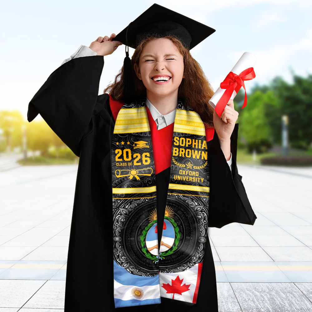 Custom Name Country Flag Class of 2026 Graduation Celebration Stole LM32 897689