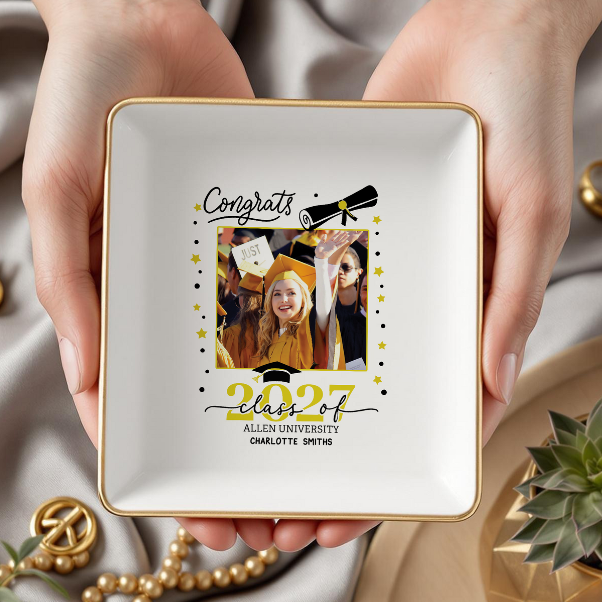 Personalized Congrats Class Of 2026 Graduation Photo Jewelry Dish HO82 901648