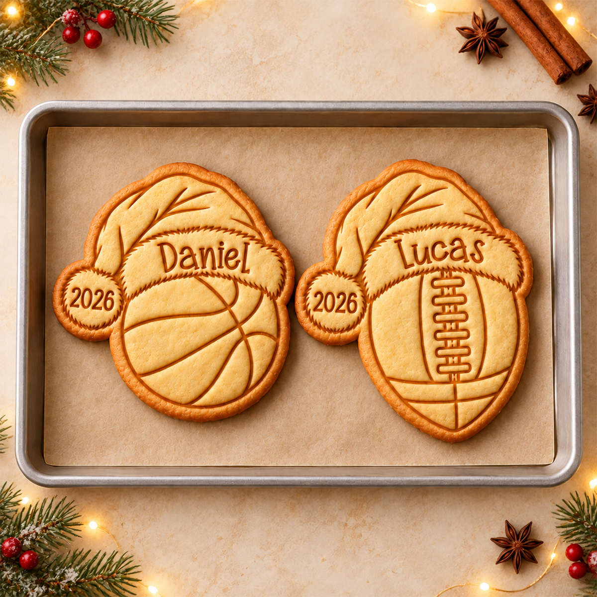 Personalized Name Sports Christmas Custom Shaped Cookie Stamp HA75 919650