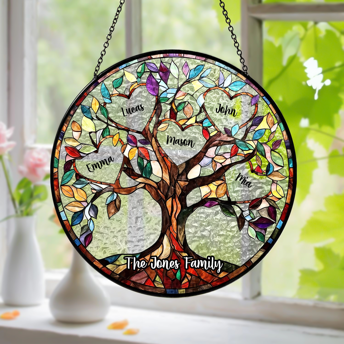 Custom Name Family Unbreakable Bond Tree Of Life Personalized Stained Glass Suncatcher, Mother's Day Gift HA75 920678
