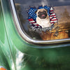 Custom Photo Dog Cat With American Flag Car Window Decal Sticker HA75 920370