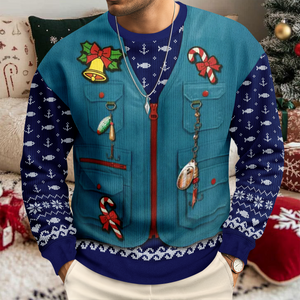 Custom Photo Merry Fishmas AOP Ugly Sweater For Fishing Lovers LM32 897175