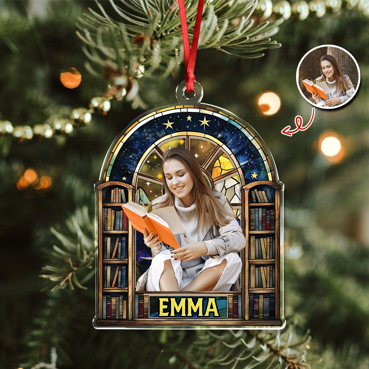 Custom Photo Fantasy Book Reader Acrylic Ornament For Book Lovers HO82 894672