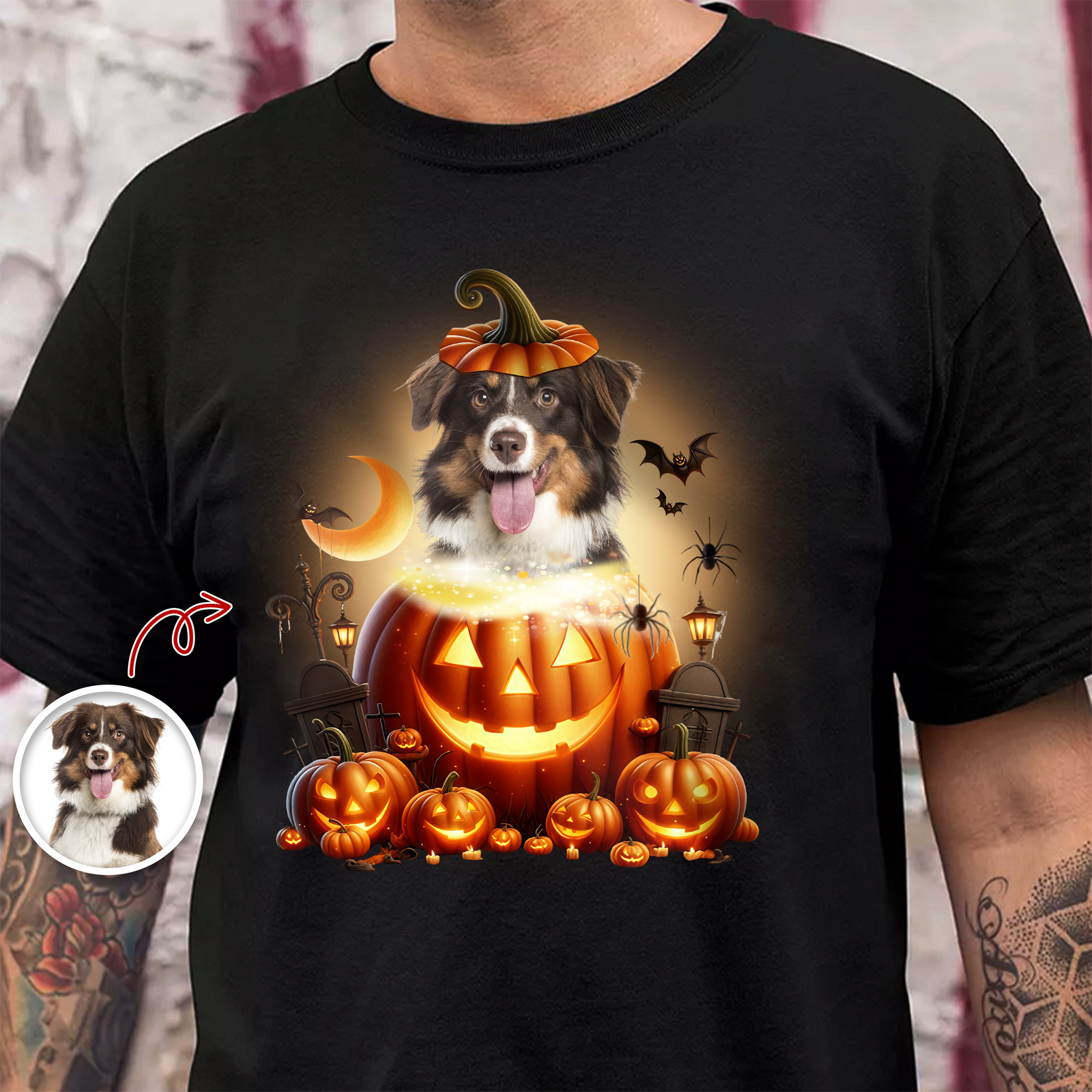 Custom Photo Pumpkin Cute Dog Lover Halloween Dark Shirt HO82 894984
